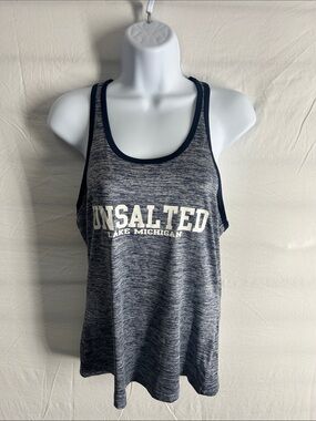 Unsalted Lake Michigan Women’s Heather Navy Racerback Tank